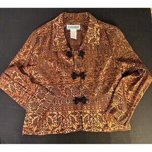 Vintage Jessica Howard Women’s Double Collar Floral Blazer Orange & Black Sz 16